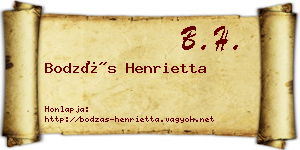 Bodzás Henrietta névjegykártya